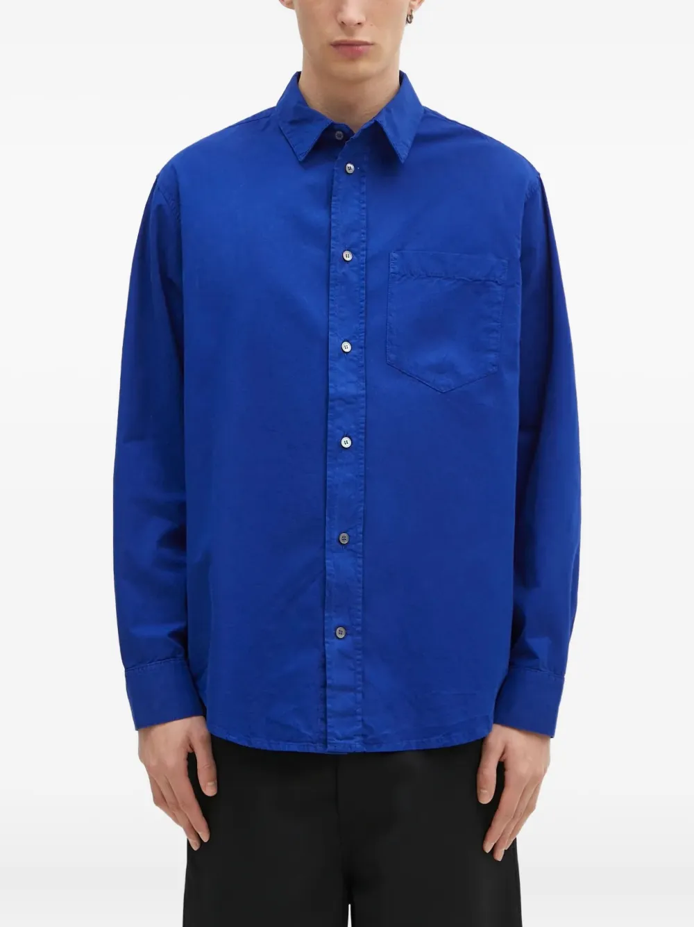 Wood Wood long-sleeve collared-neckline shirt - Blu