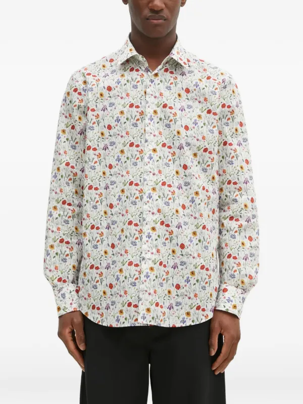 Paul Smith 日本製 フローラル 総柄 シャツ コットン M Paul Smith フローラル シャツ | ホワイト | FARFETCH JP