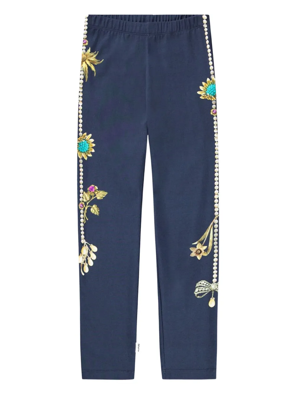 Molo Legging met geborduurde bloe Blauw
