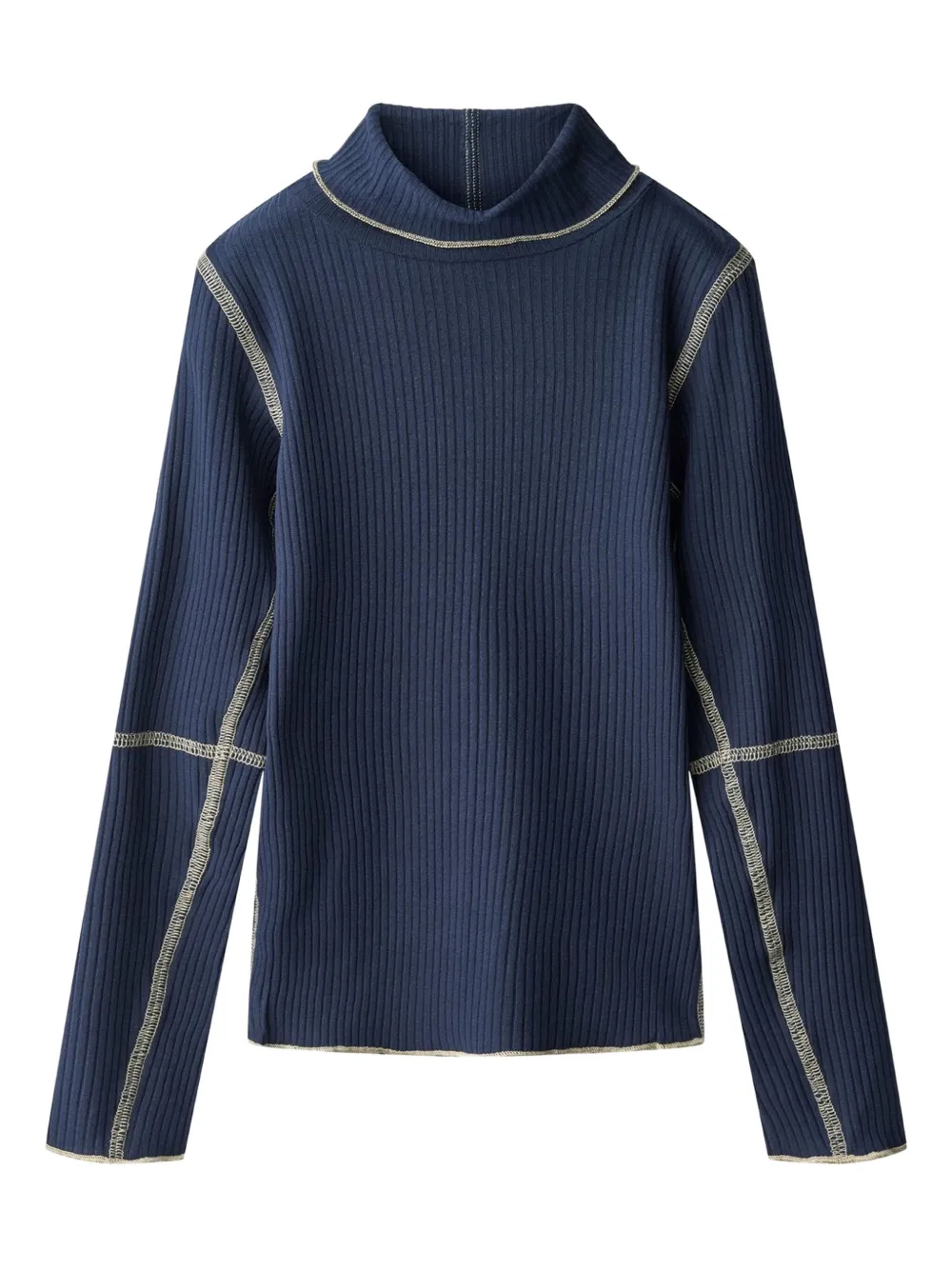 Molo Geribbelde top met trechterhals Blauw