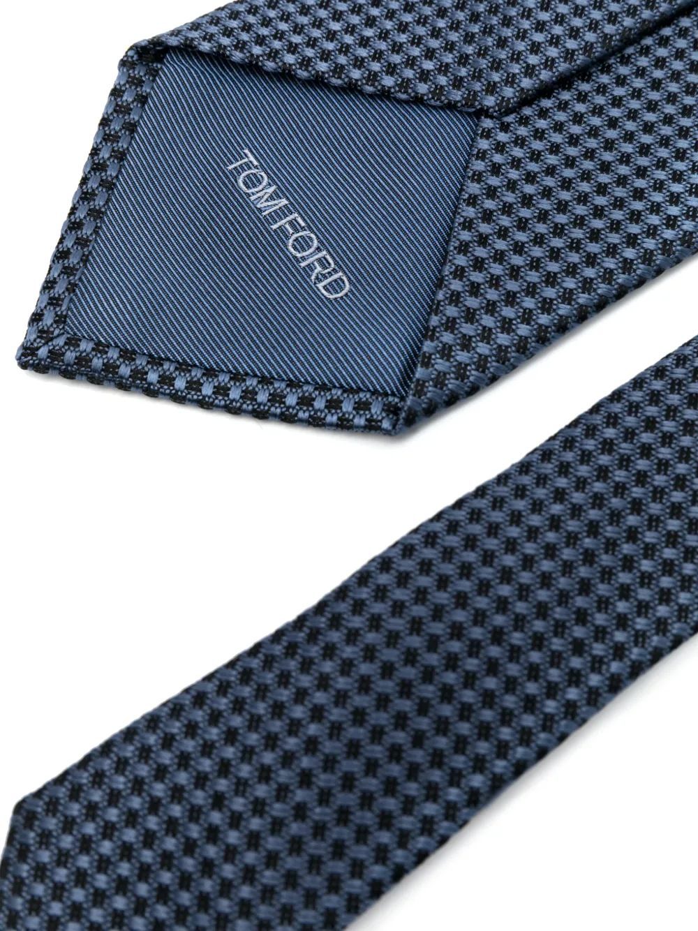 TOM FORD Geruite stropdas met jacquard - Blauw