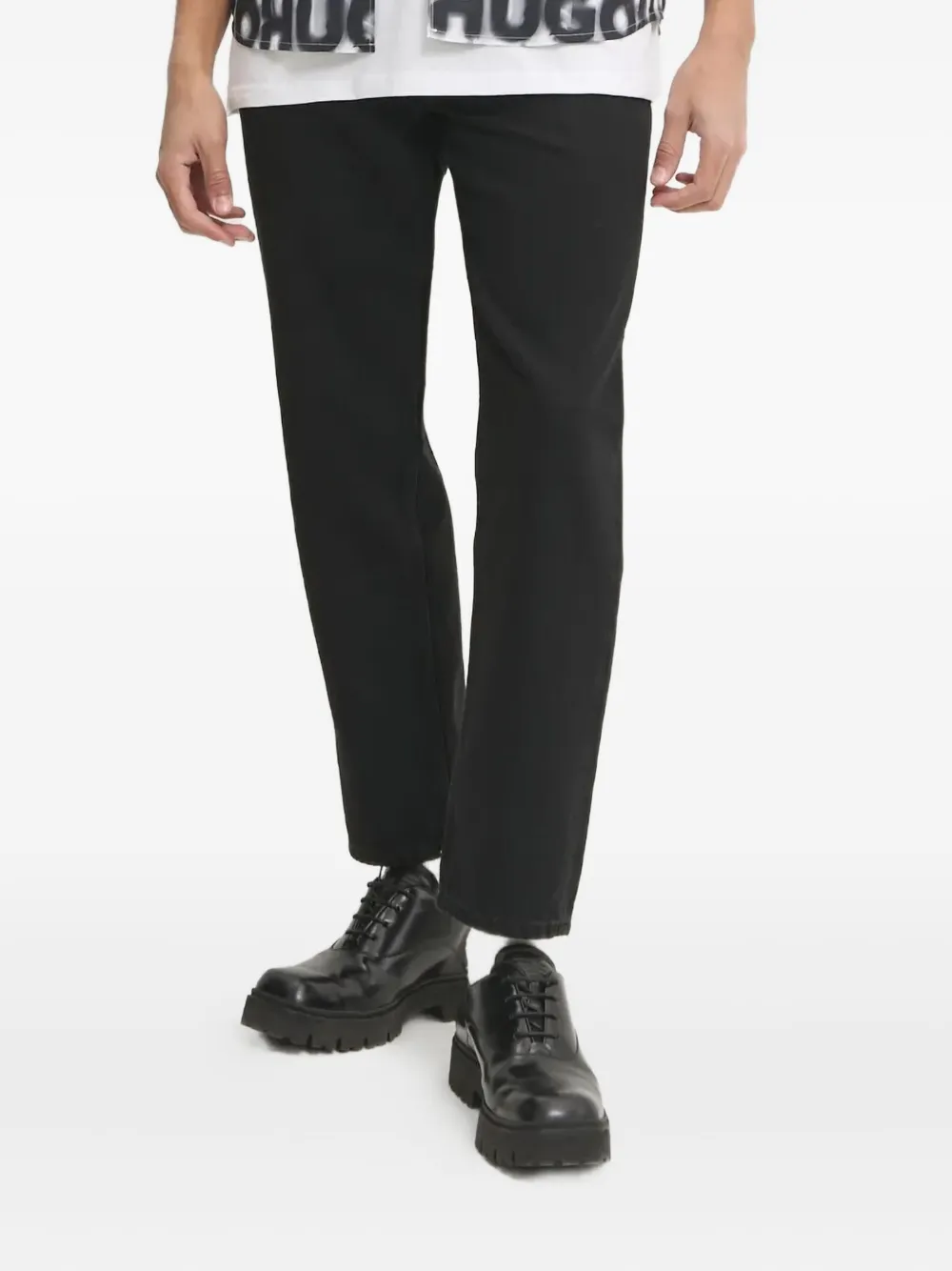 HUGO leather-patch jeans | Black | Image 1