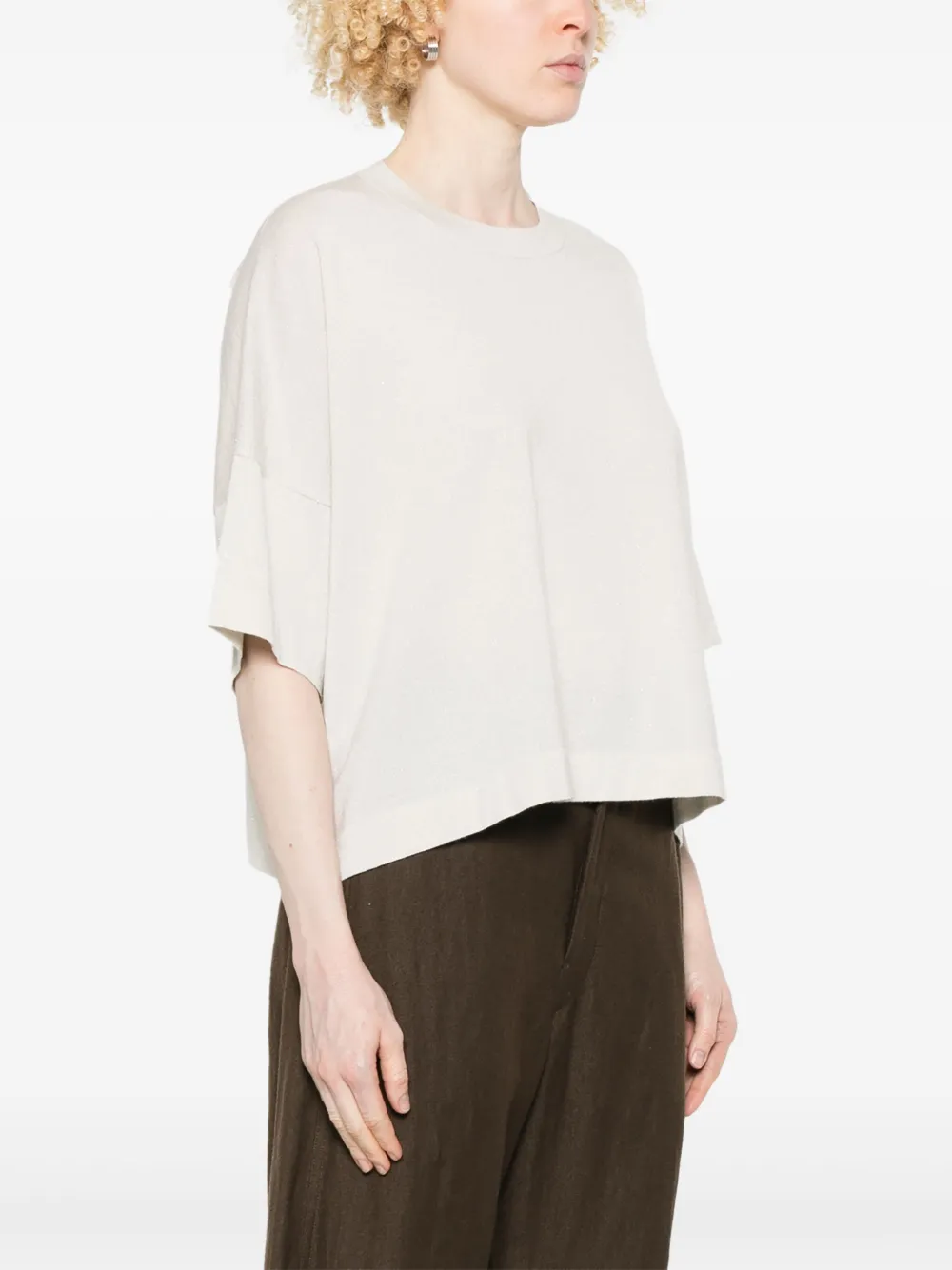 Brunello Cucinelli Fijngebreid T-shirt Beige