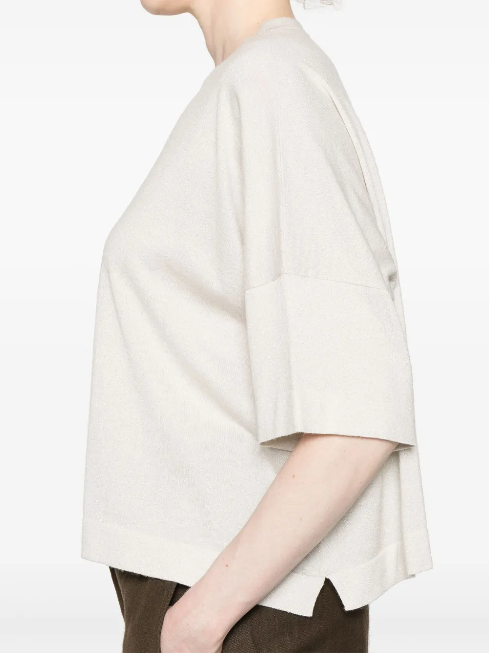 Brunello Cucinelli Fijngebreid T-shirt Beige