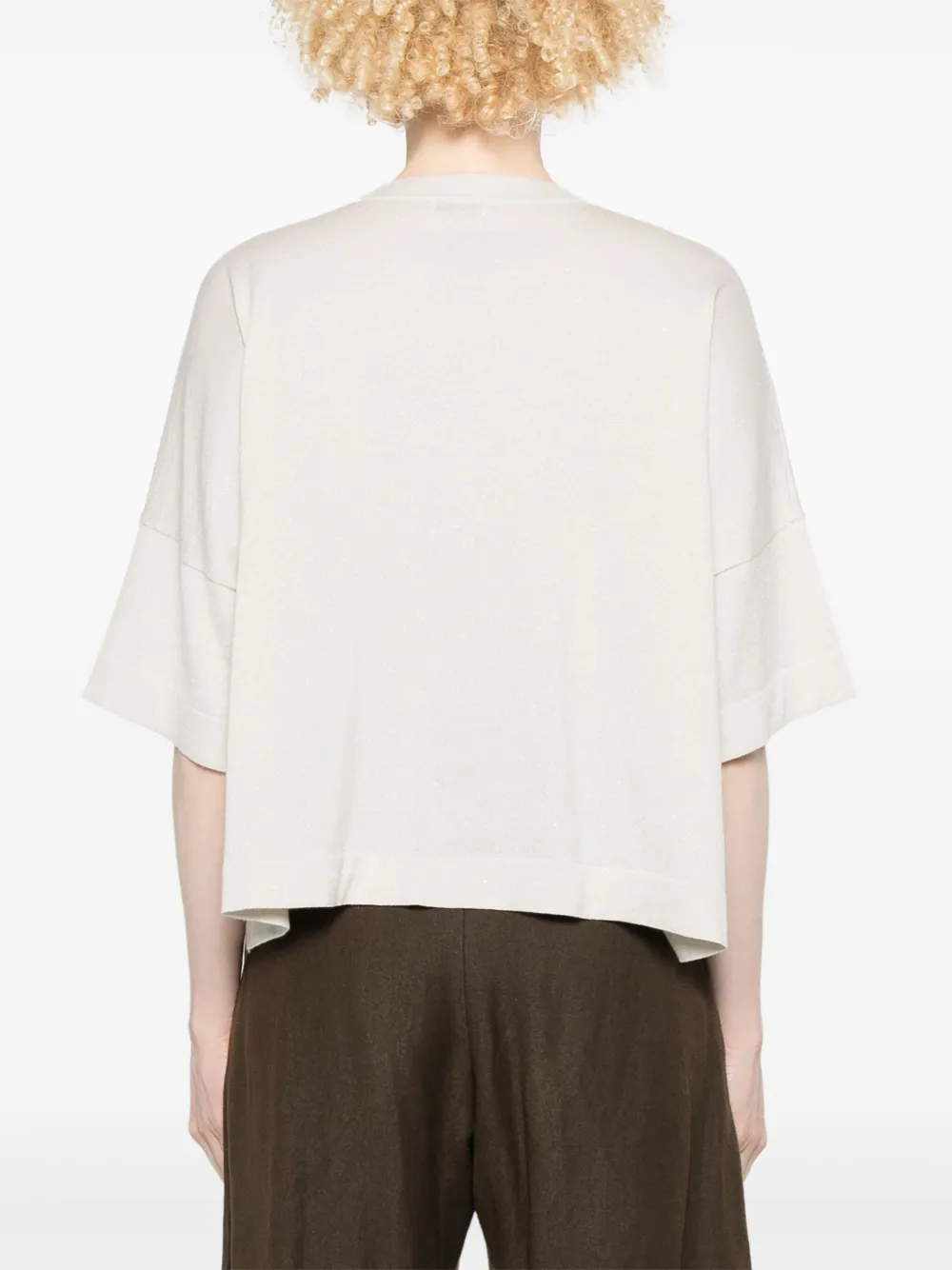 Brunello Cucinelli Fijngebreid T-shirt Beige