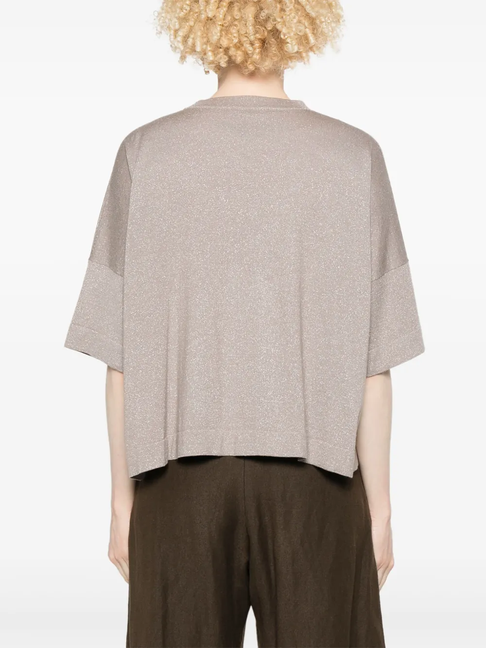 Brunello Cucinelli Fijngebreid T-shirt Bruin