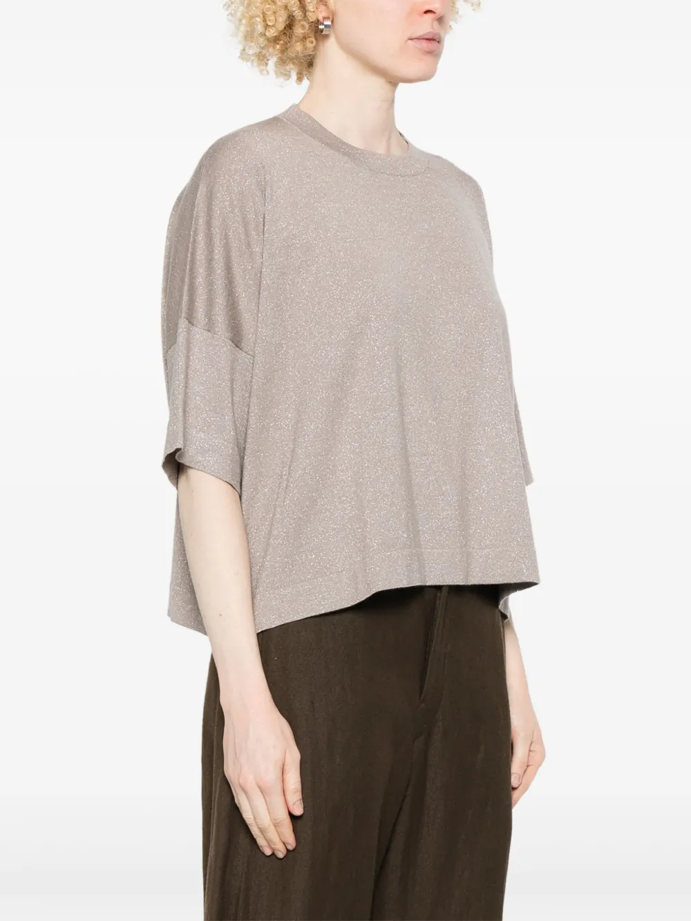 Brunello Cucinelli Fijngebreid T-shirt Bruin