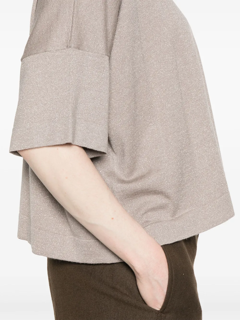 Brunello Cucinelli Fijngebreid T-shirt Bruin