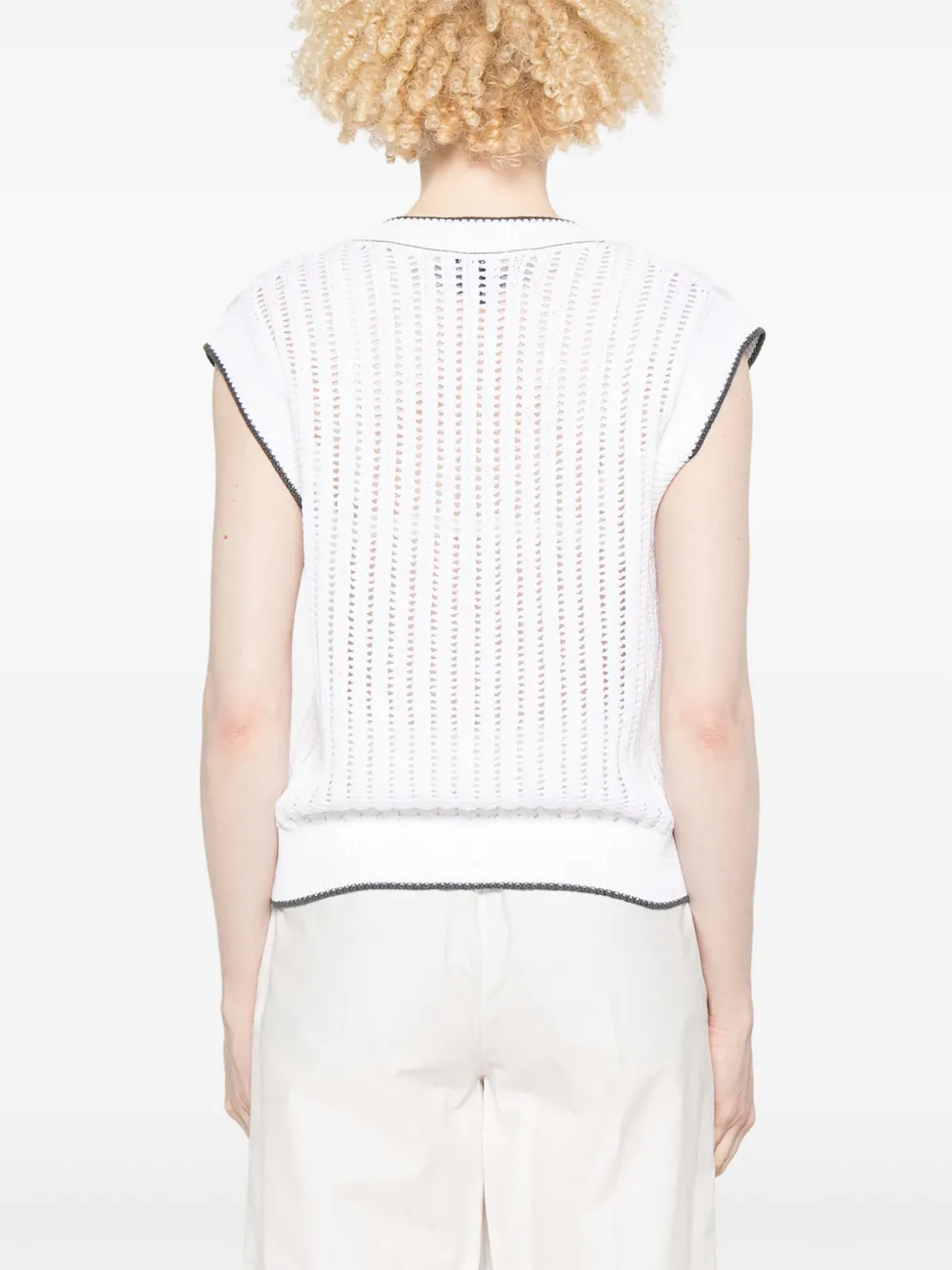 Brunello Cucinelli Open-knit Top In White