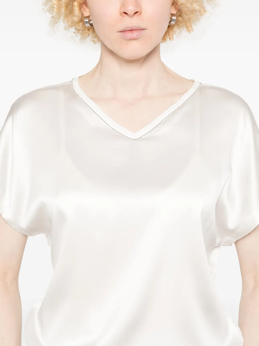 Brunello Cucinelli Satijnen blouse Wit