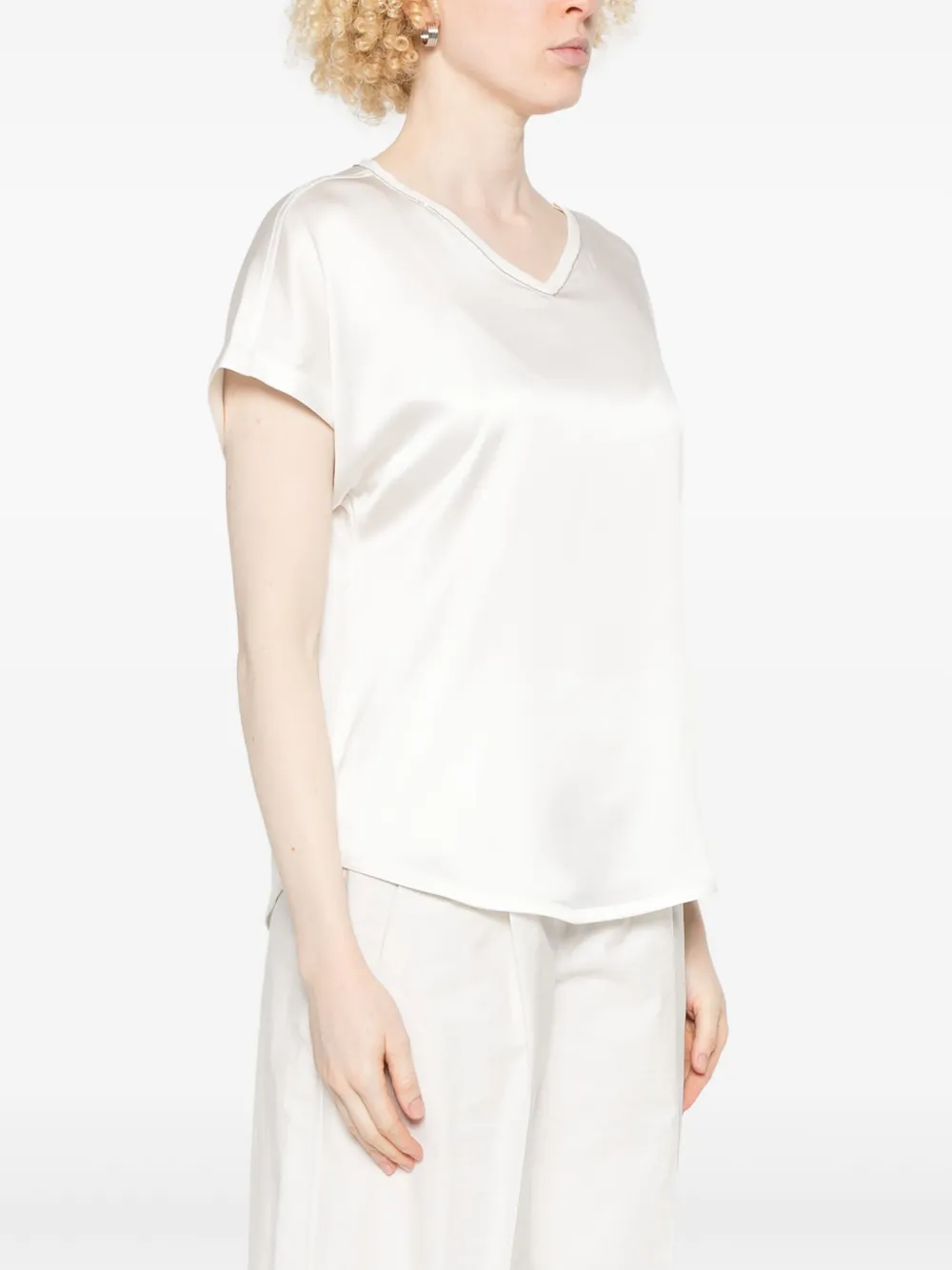 Brunello Cucinelli Satijnen blouse Wit