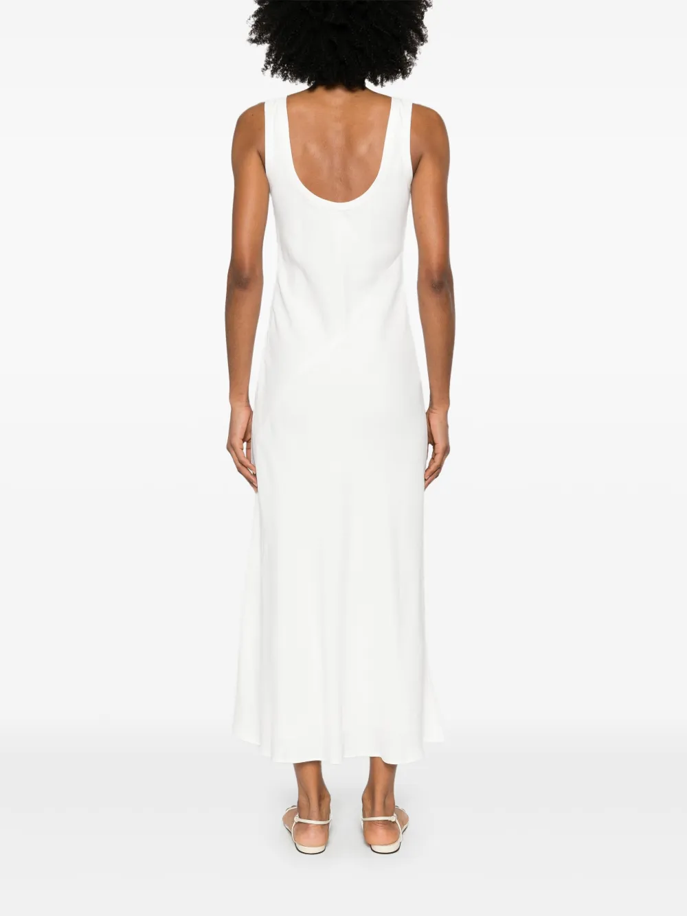 Brunello Cucinelli Linnen maxi-jurk met monili-ketting Beige