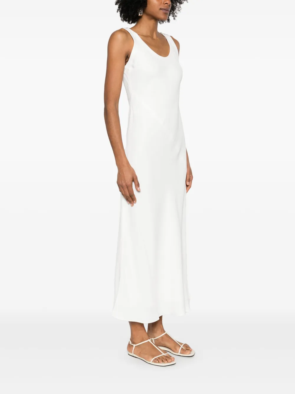 Brunello Cucinelli Linnen maxi-jurk met monili-ketting Beige