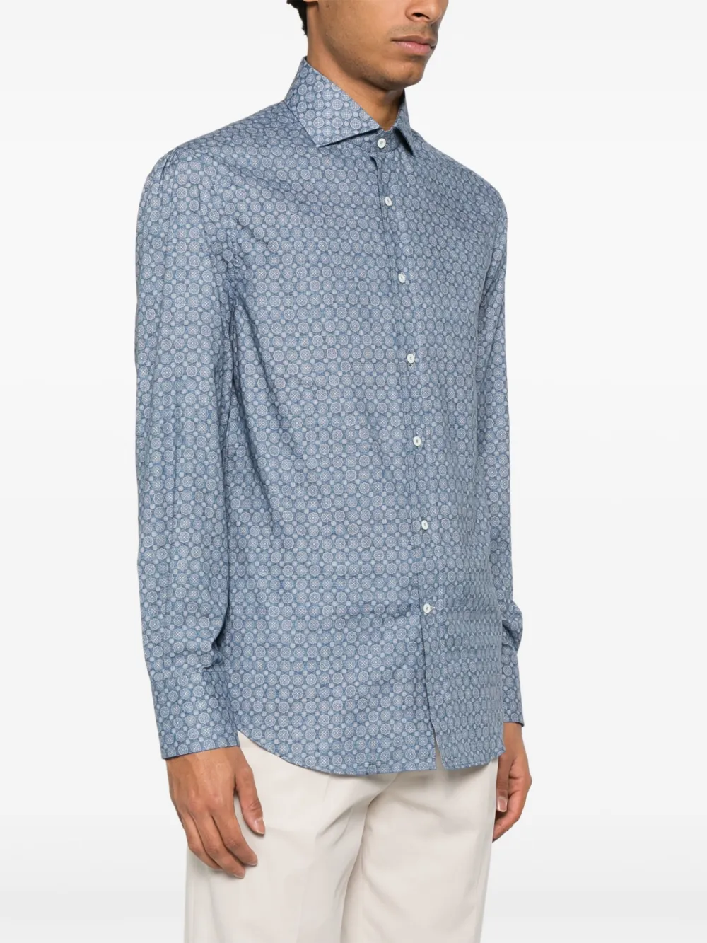 Brunello Cucinelli Overhemd met bloemenprint Blauw