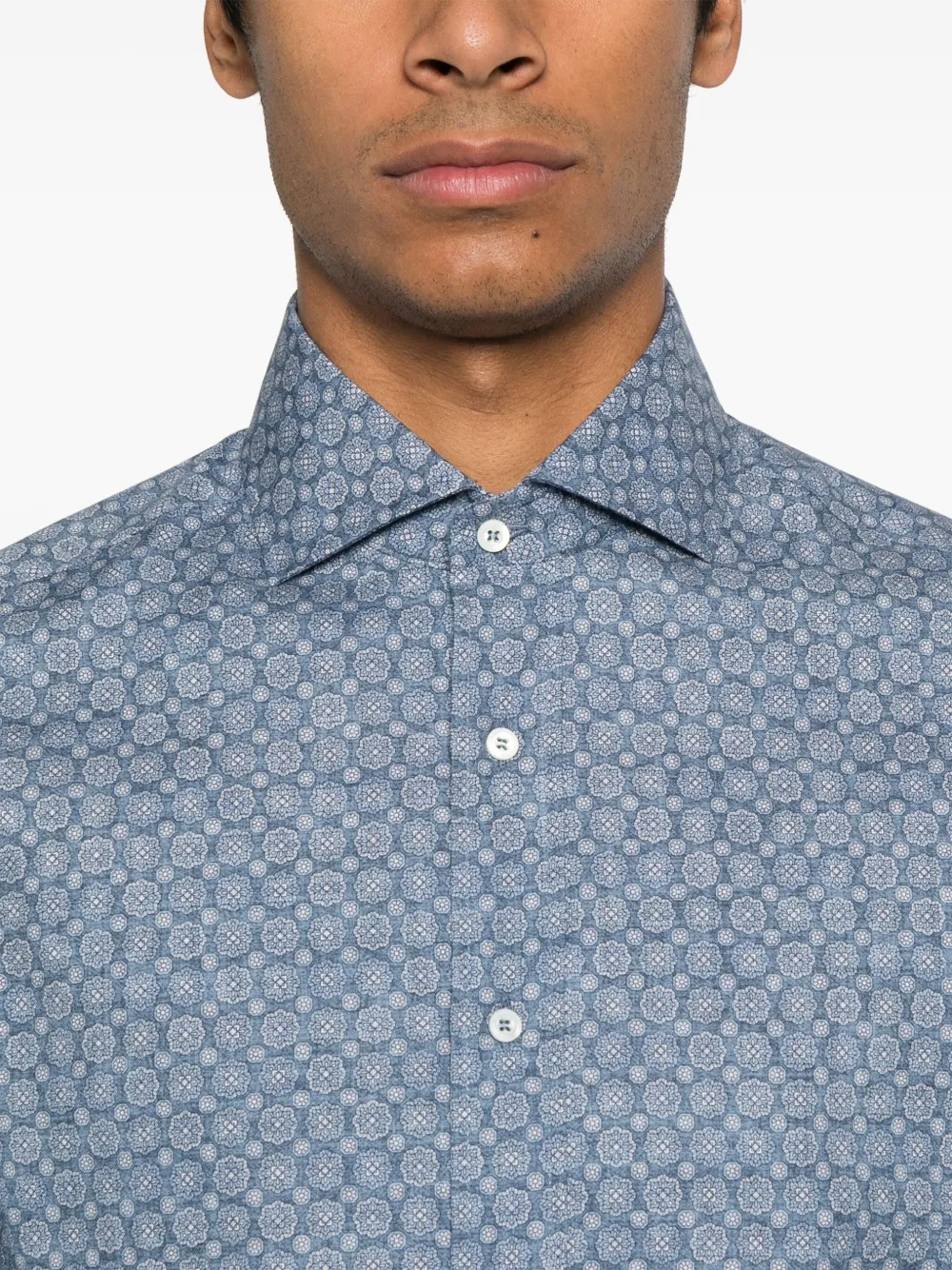 Brunello Cucinelli Overhemd met bloemenprint Blauw