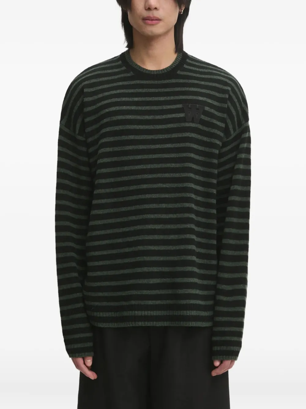 striped logo-patch jumper