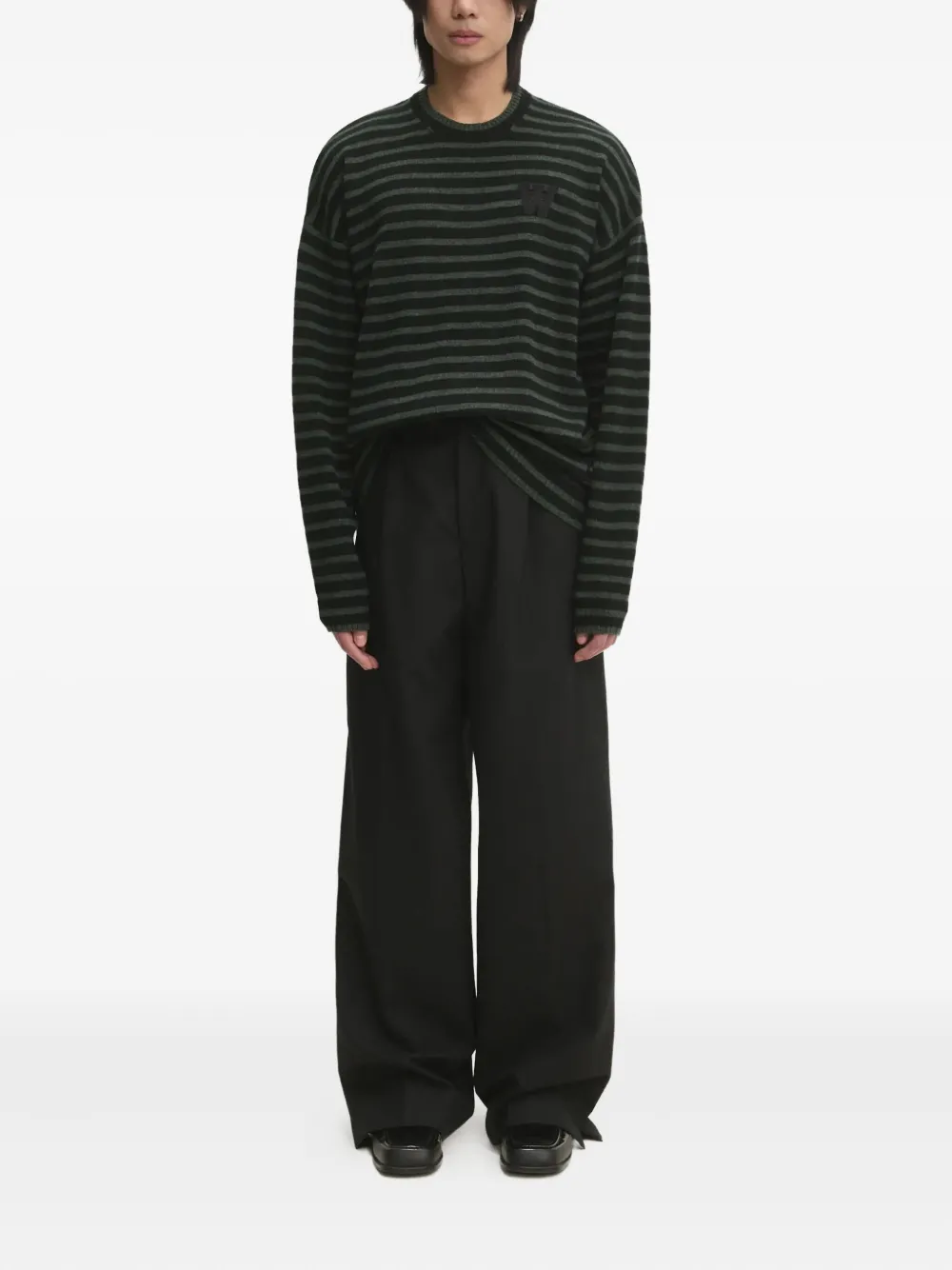 Wood Wood striped logo-patch jumper - Groen