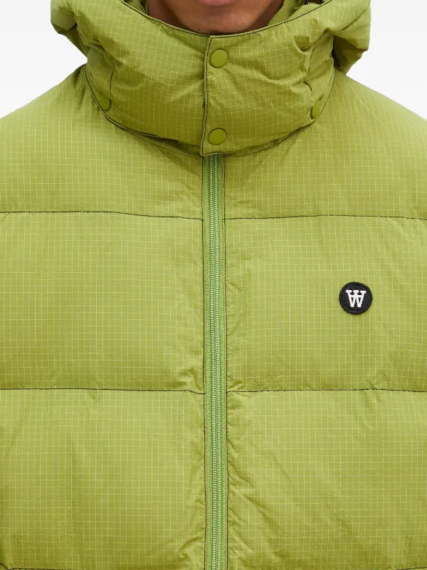 Wood Wood Hooded Ripstop Puffer Jacket Green FARFETCH GE