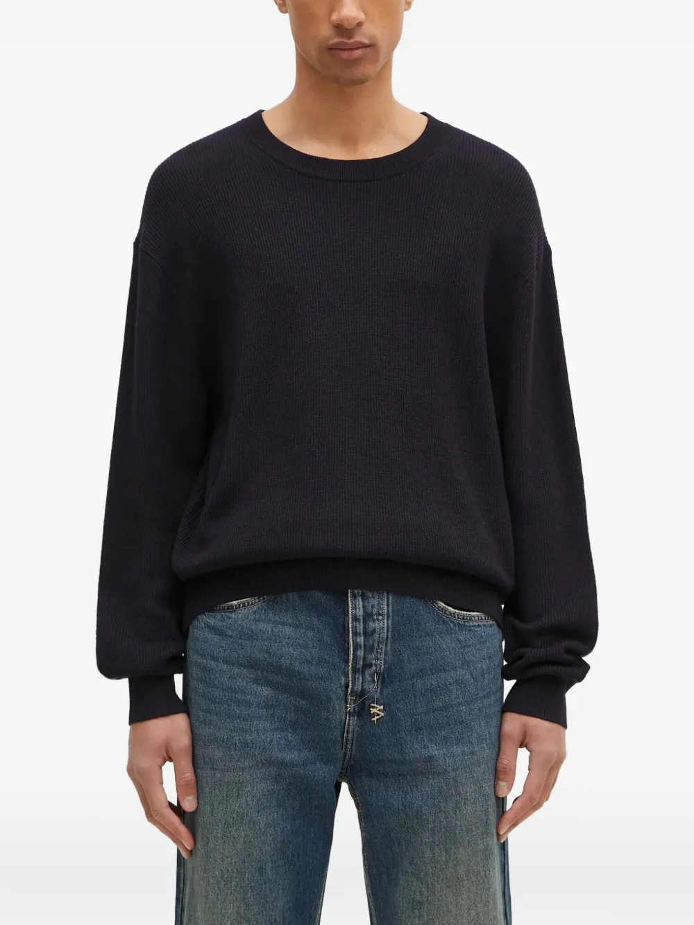 Paul Smith ribbed-knit crew-neck sweater Zwart
