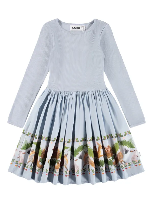 Molo Jurken Meiden Maat 152 Molo Geplooide Jurk Met Dierenprint