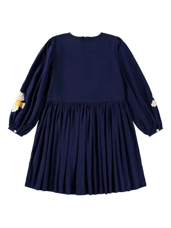 Molo floral-embroidered long-sleeve Dress | Blue | FARFETCH KW