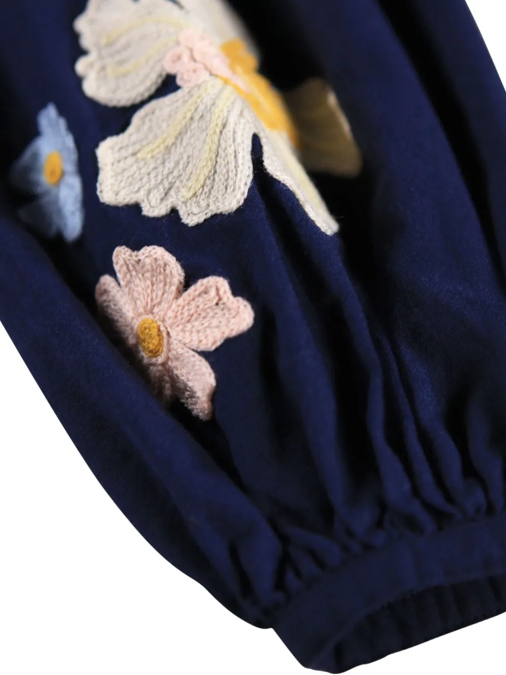 Molo Jurk met geborduurde bloemen en lange mouwen Blauw