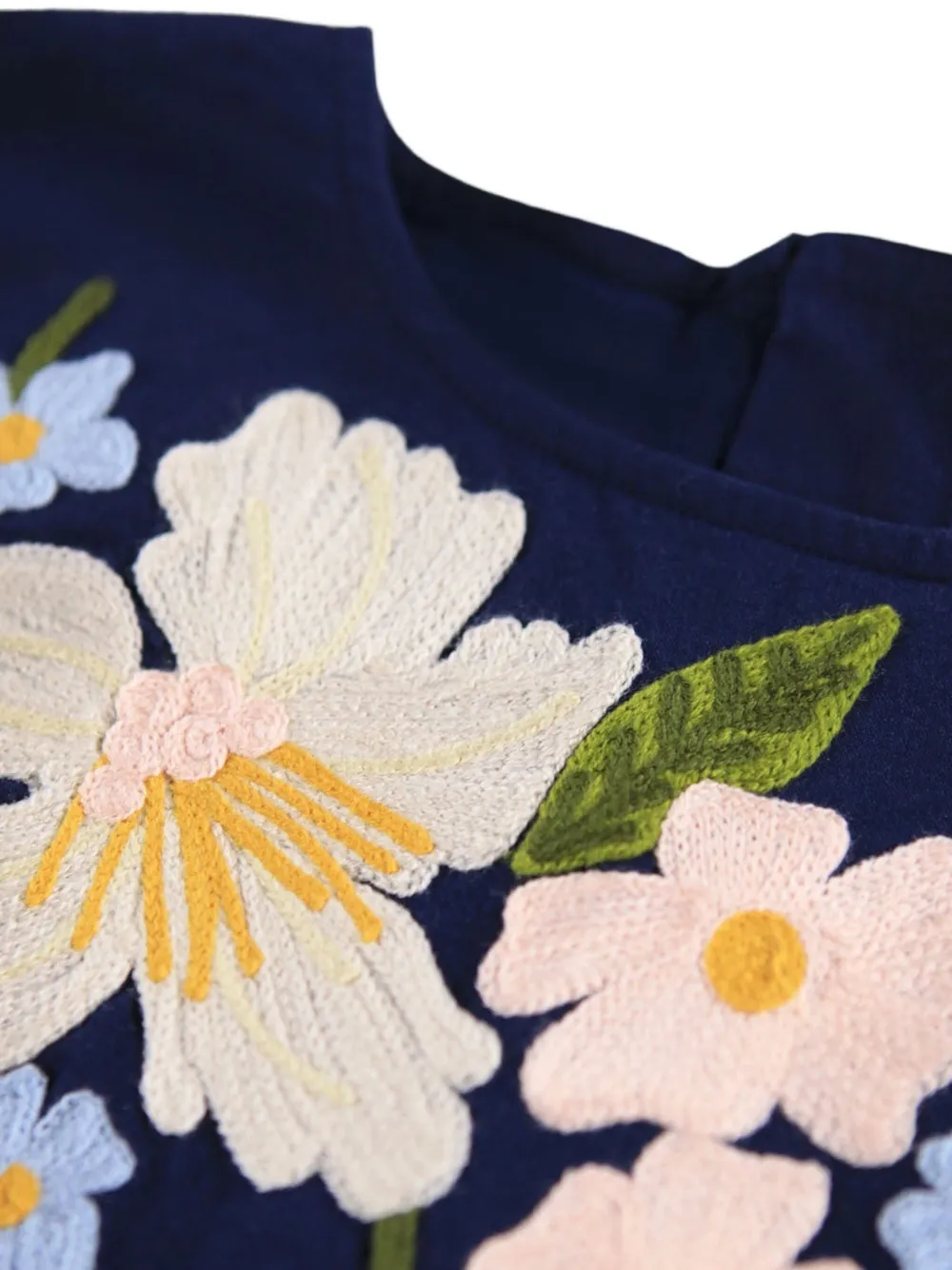 Molo Jurk met geborduurde bloemen en lange mouwen Blauw
