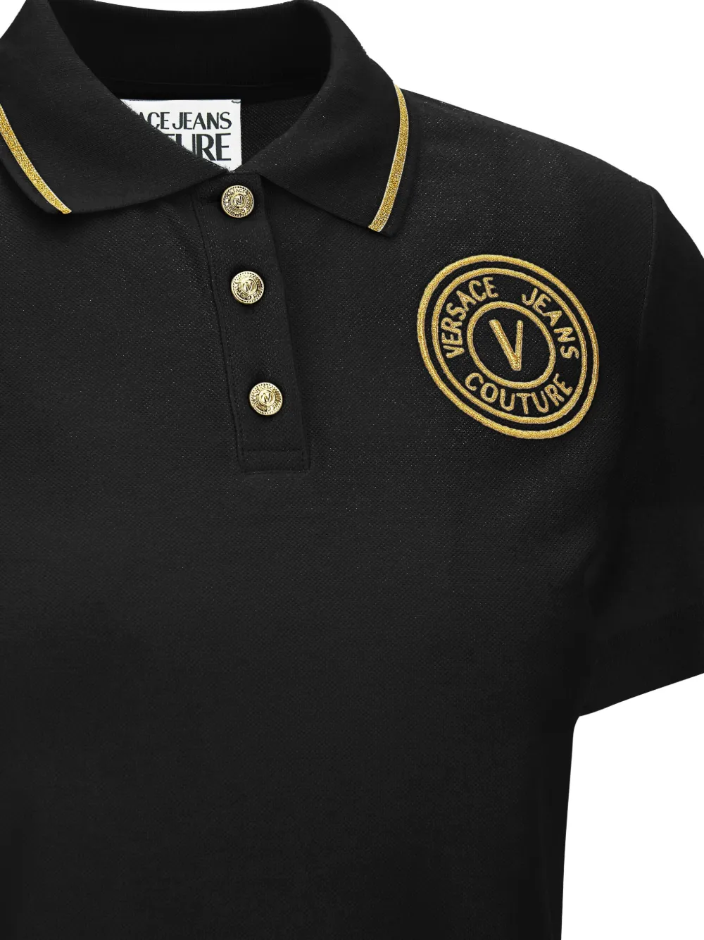 Shop Versace Jeans Couture Logo-embroidered Polo Shirt In Black