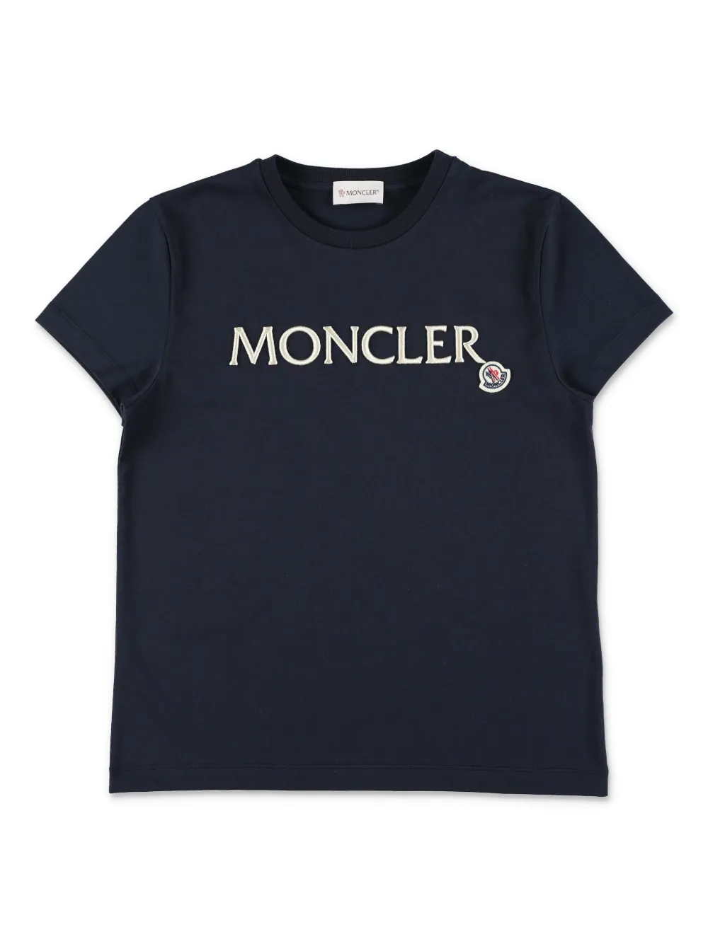 Moncler Enfant T-shirt met geborduurd logo Blauw