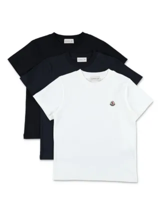 Moncler Enfant logo-patch T-shirt (pack Of three) | Blue | FARFETCH