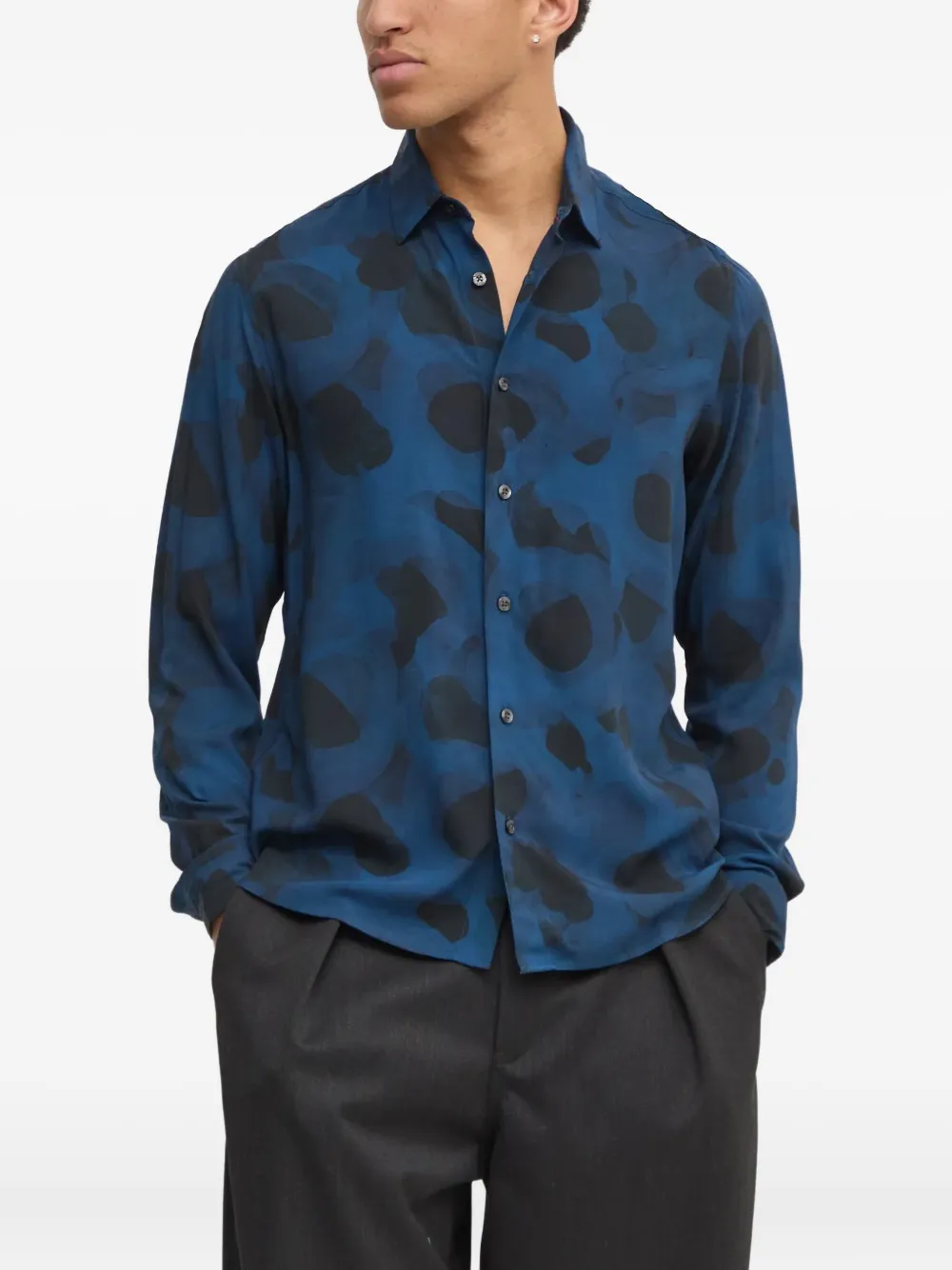 HUGO abstract-print shirt | Blue | Image 1