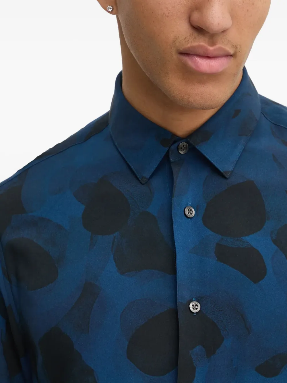 HUGO Overhemd met abstracte print Blauw