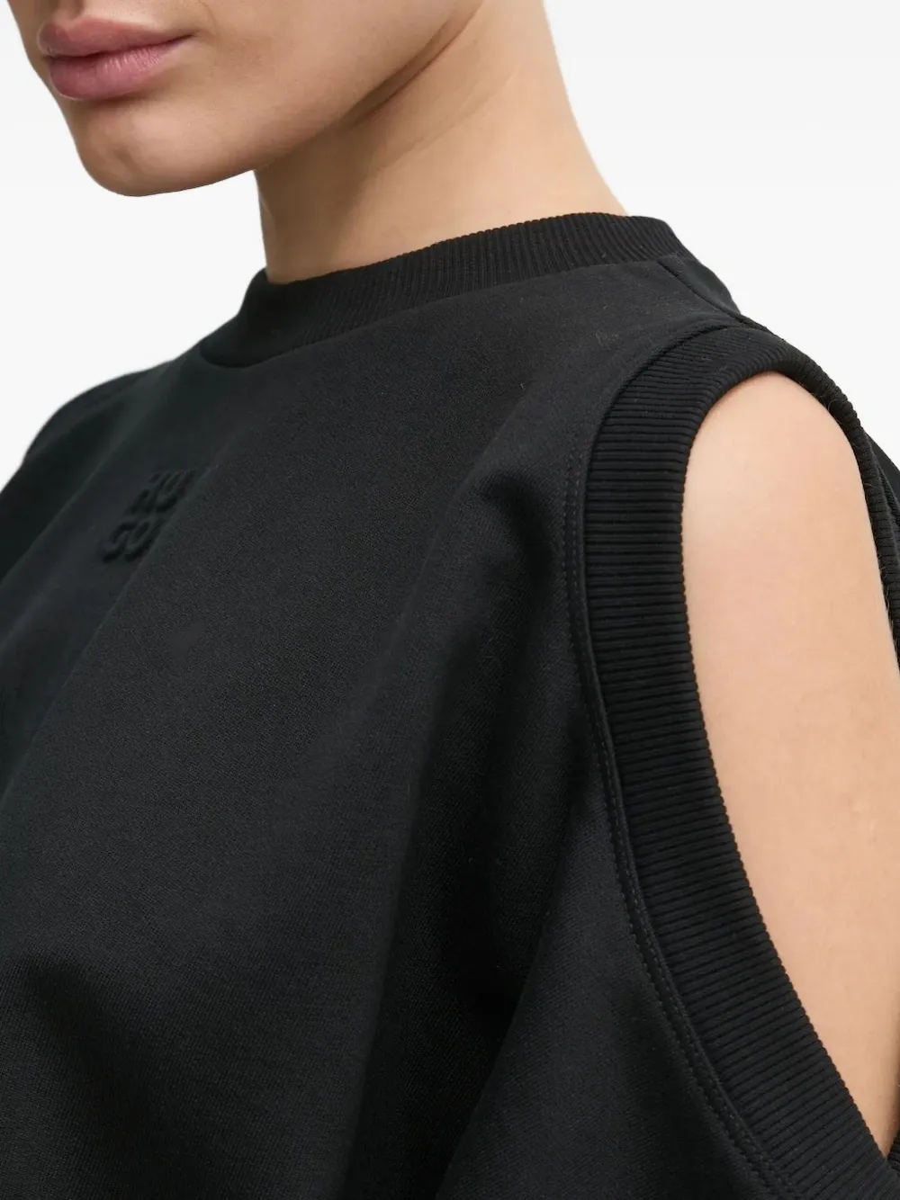 Hugo Boss Cold-shoulder Sweatshirt In Black