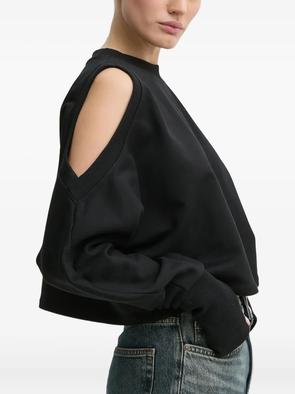 Hugo Boss Cold-shoulder Sweatshirt In Black