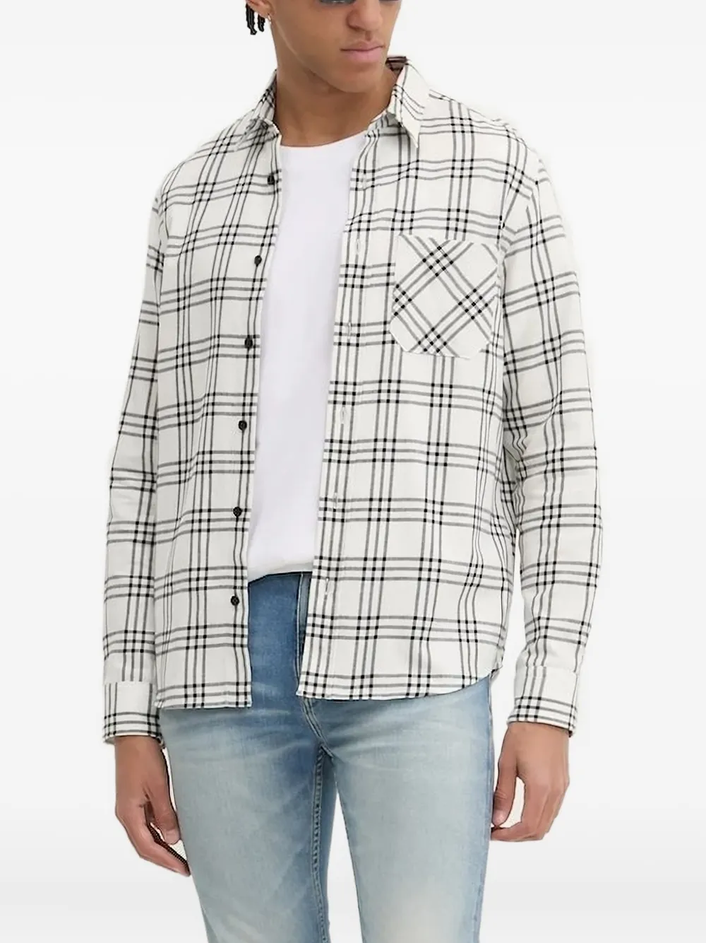 HUGO checked chest-pocket shirt Wit