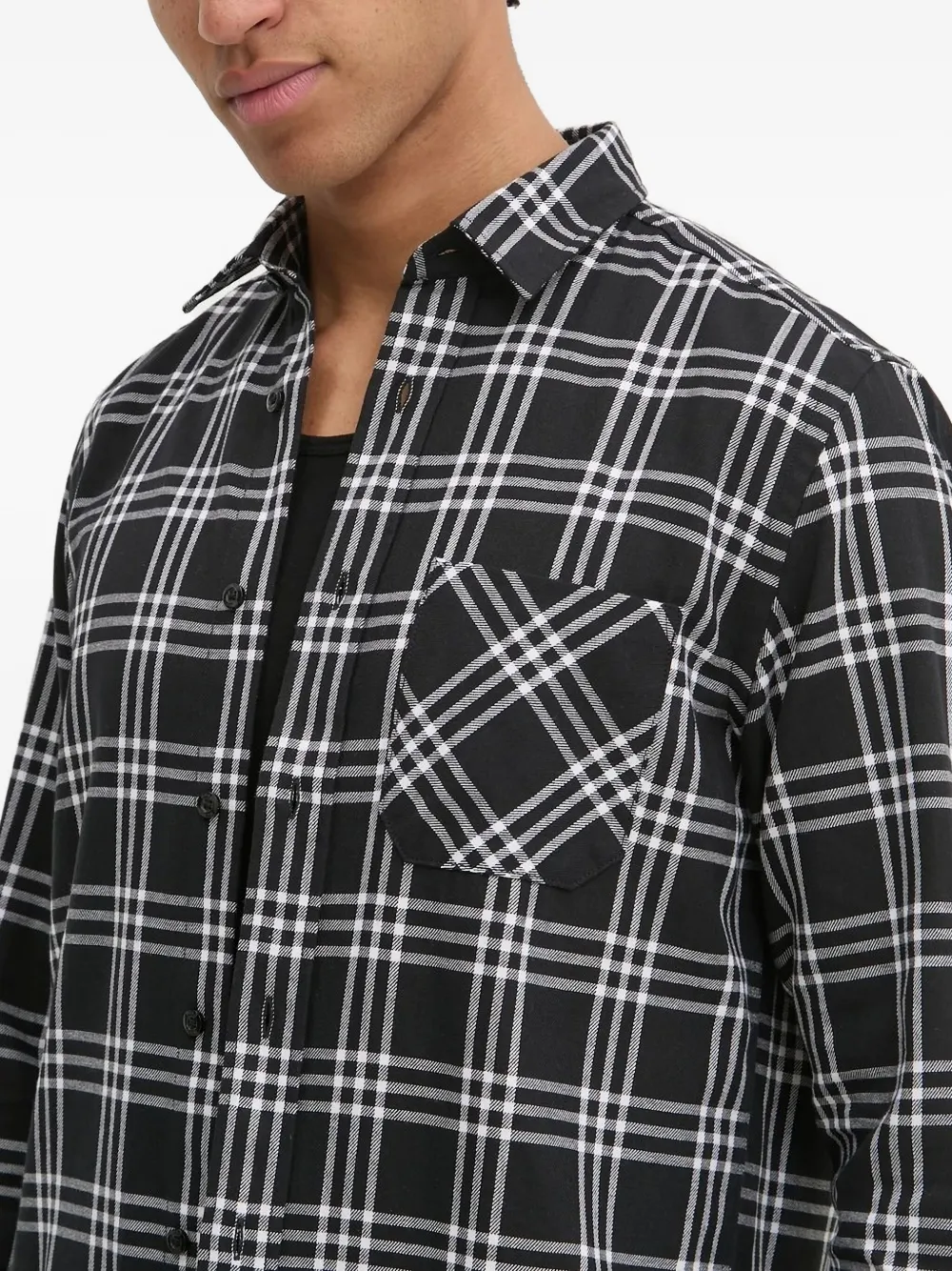 HUGO Geruit shirtjack Zwart