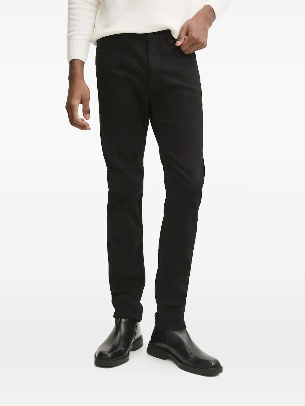 HUGO logo-patch slim-fit jeans Zwart