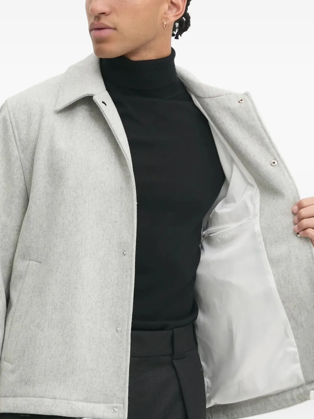 HUGO buttoned drawstring jacket Grijs