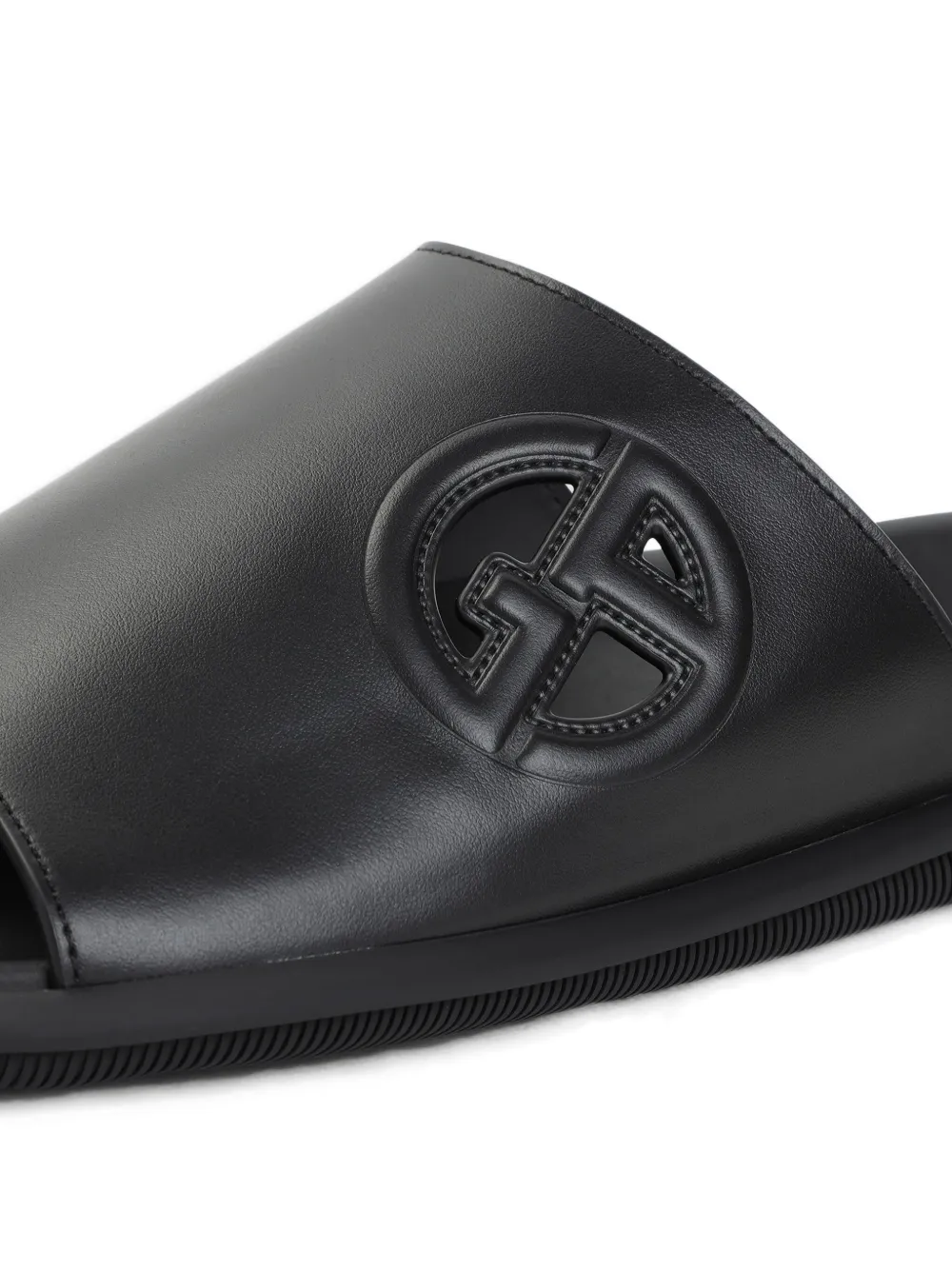 Giorgio Armani logo-embossed slides Black