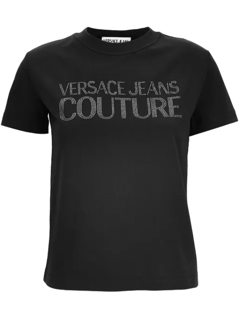 Versace Jeans Couture تيشيرت قطن بشعار الماركة مزين بحجر الراين