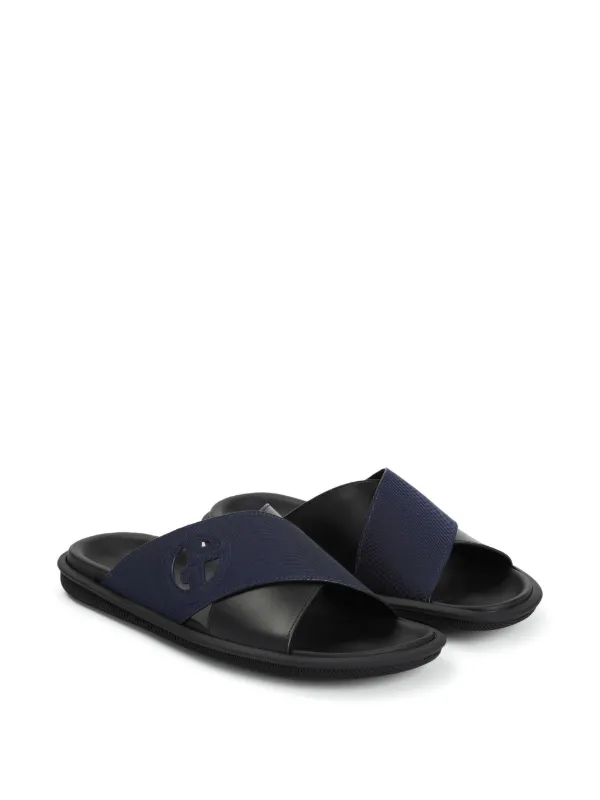 GIORGIO ARMANI パンチングレザーベスト 濃紺 Giorgio Armani Crossover Slides | Blue | FARFETCH