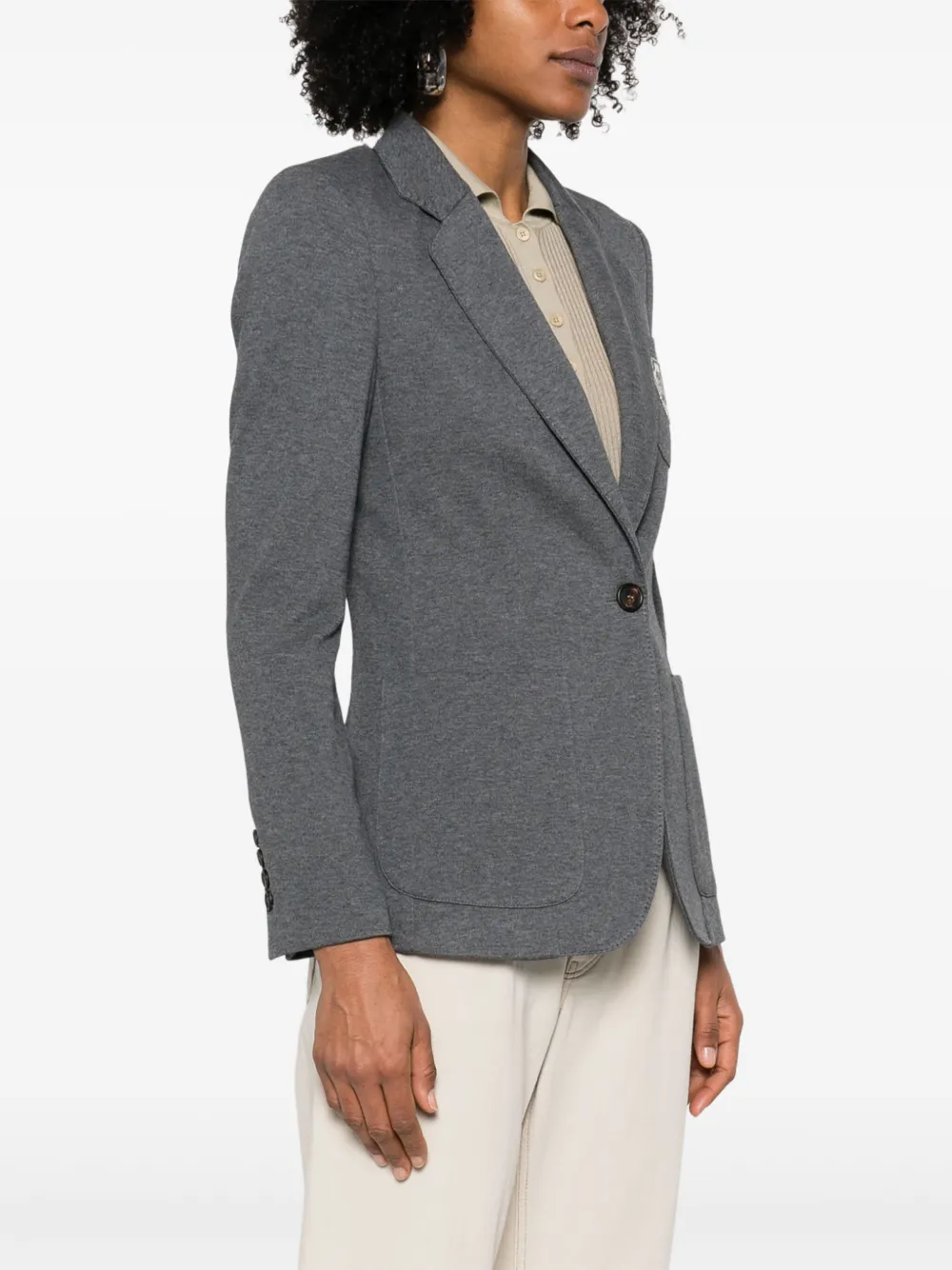 Brunello Cucinelli Badge-detail Blazer In Grey