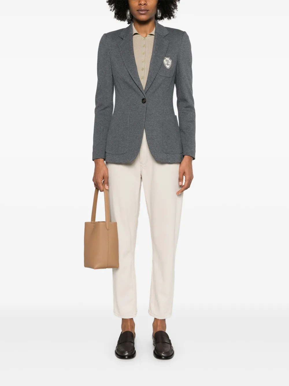 Brunello Cucinelli Blazer met badge-detail - Grijs