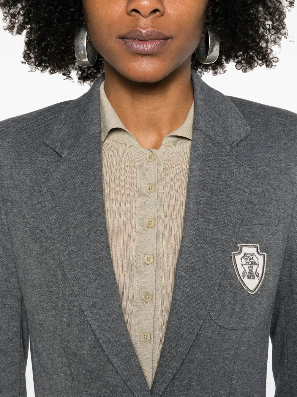 Brunello Cucinelli Badge-detail Blazer In Grey