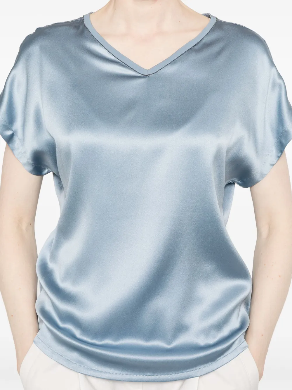Brunello Cucinelli Satijnen blouse Blauw