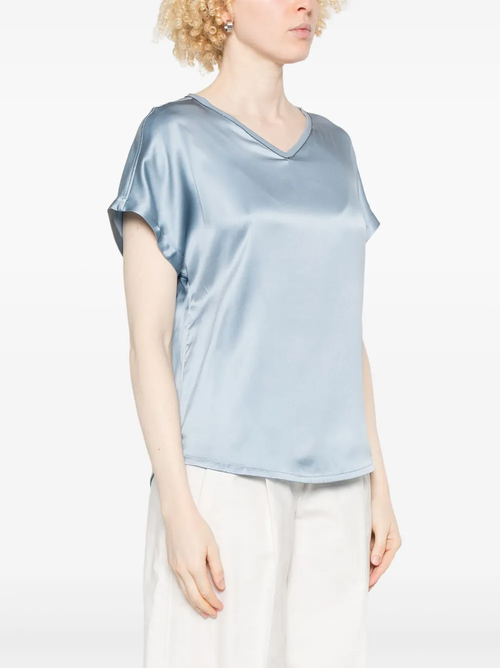 Brunello Cucinelli Satijnen blouse Blauw