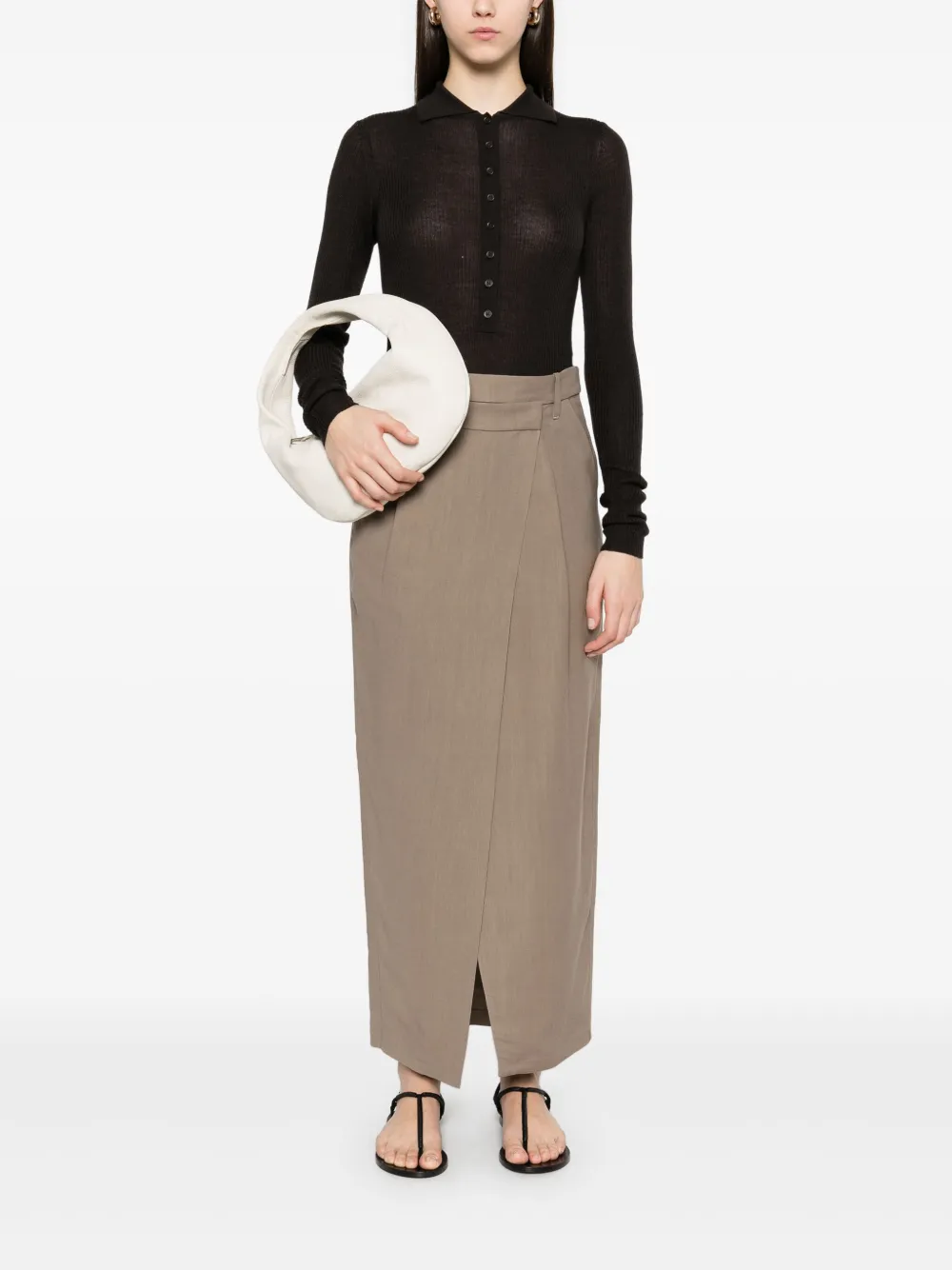 Brunello Cucinelli Asymmetrische midi-rok - Bruin