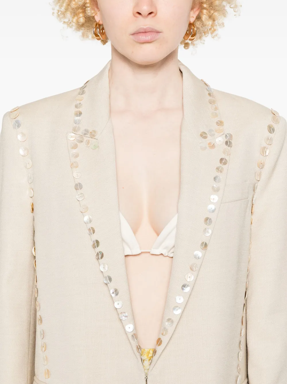 Shop Forte Forte Button-embellished Blazer In Neutrals