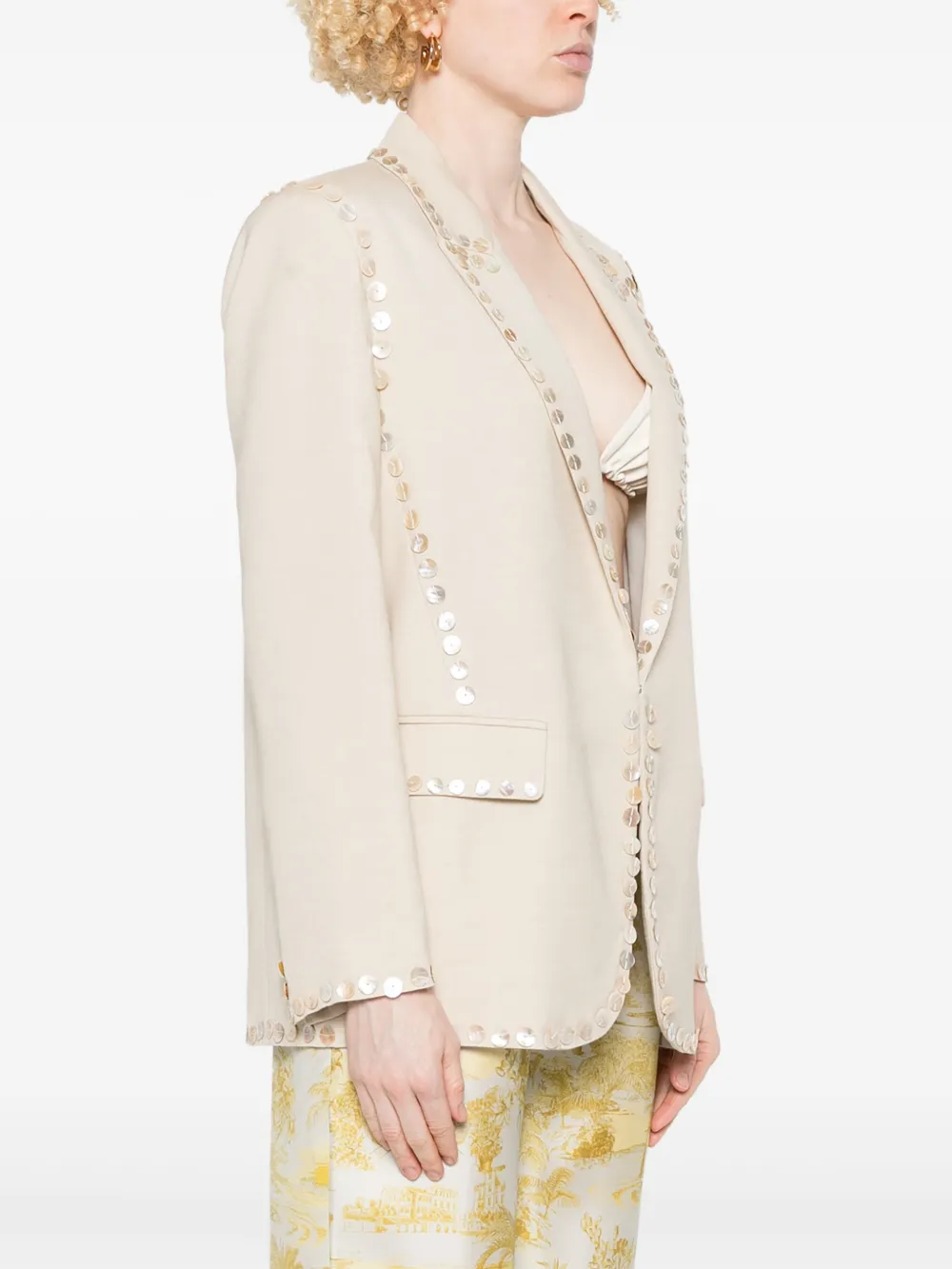 FORTE FORTE BUTTON-EMBELLISHED BLAZER