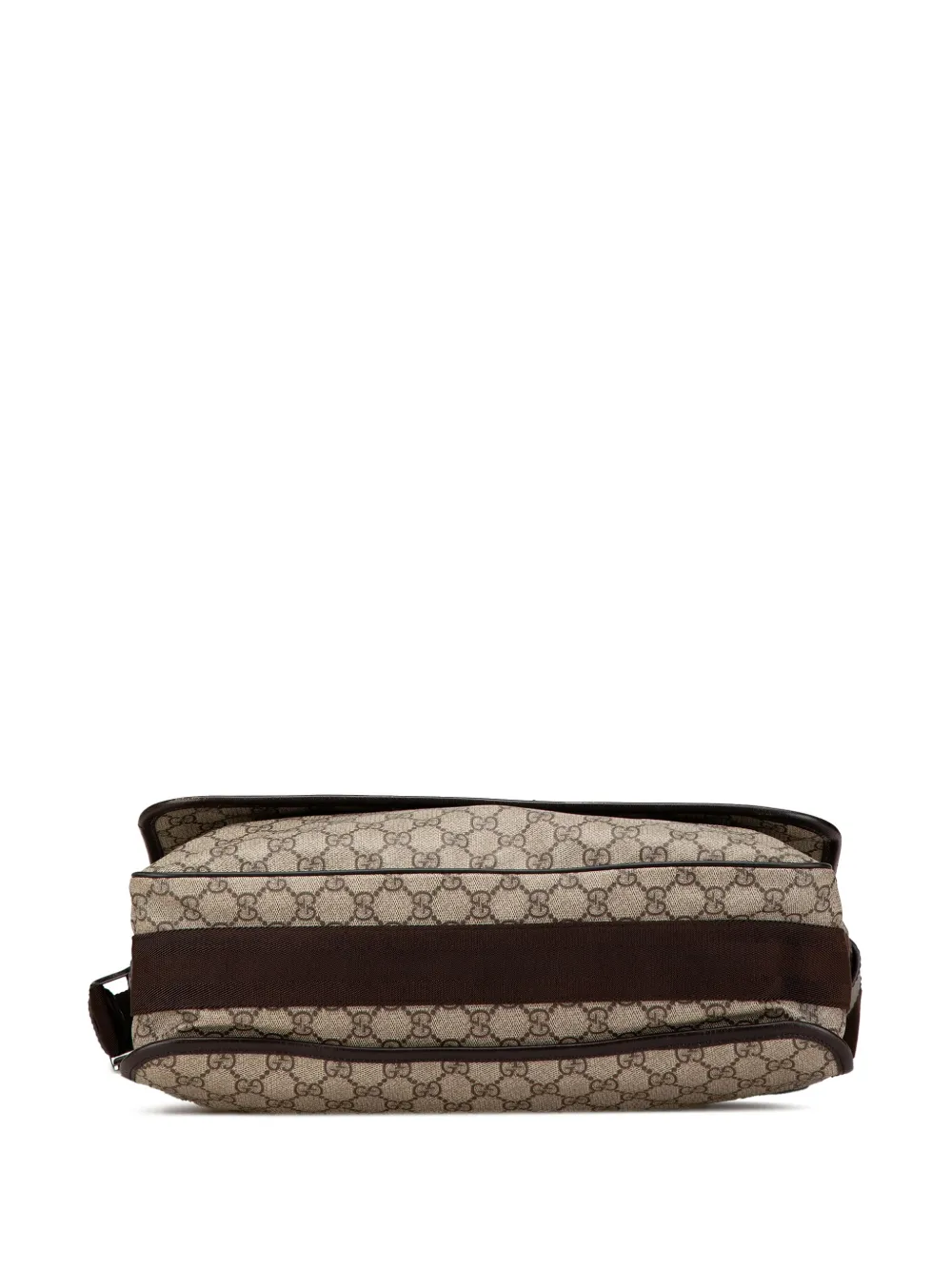 Pre-owned Gucci 2000-2015 Large Gg Supreme Flap Messenger Bag Crossbody Bag In Brown